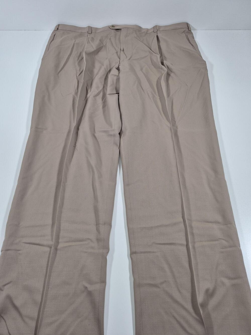 Tallia Dress Pants Mens 52x36 Beige Wool Pleated Straight Classic Unhemmed NWT